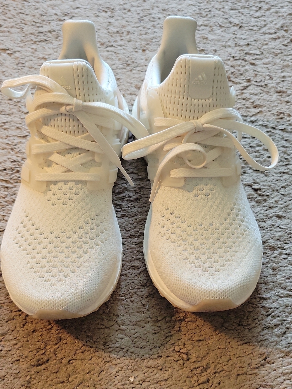 adidas Ultra Boost 1.0 All-White Knit Lace-Up Sneakers